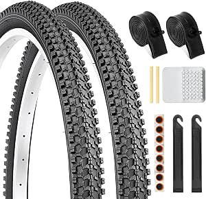 2 Pack 26" x 1.95" Mountain Bike Tire Set with Inner Tubes and Repair Kit
