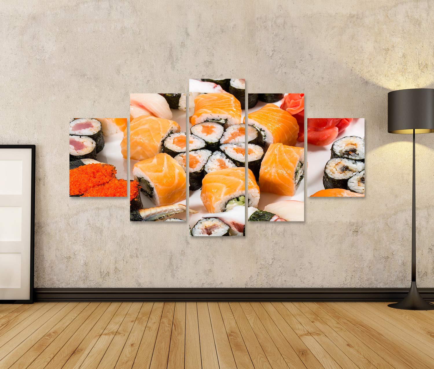 islandburner Cuadro sobre lienzo Bollos japoneses en un restaurante con pescado y verduras Mural sala de estar en casa oficina dormitorio imágenes GBRW-MFPx