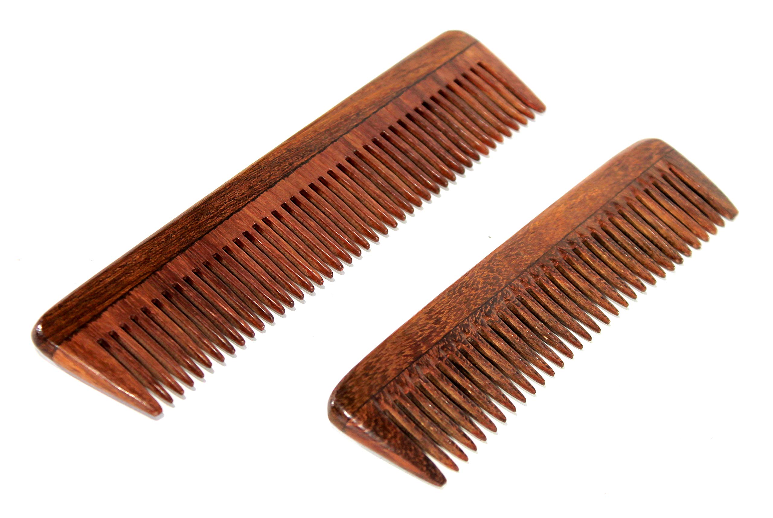eSplanade Pettine in legno per uomo e donna (set di 2) - Pettini antistatici fatti a mano in palissandro indiano, barba, pettine per baffi.