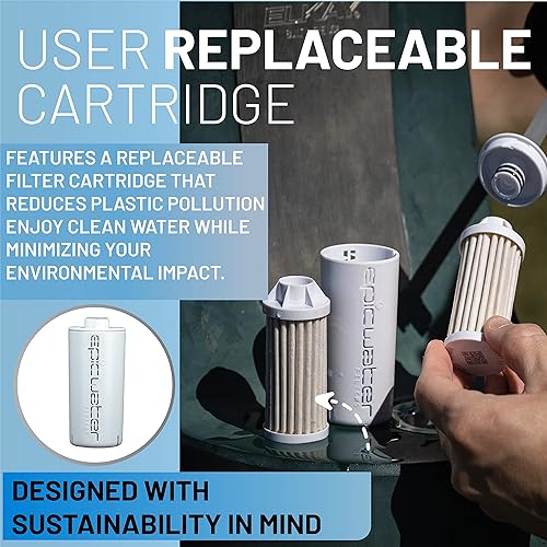 Miniatura 8 de Epic Vostok  Botella de agua aislada al vacío con filtro  Filtro fabricado en Estados Unidos  Apto para lavavajillas  Acero inoxidable  Botella de