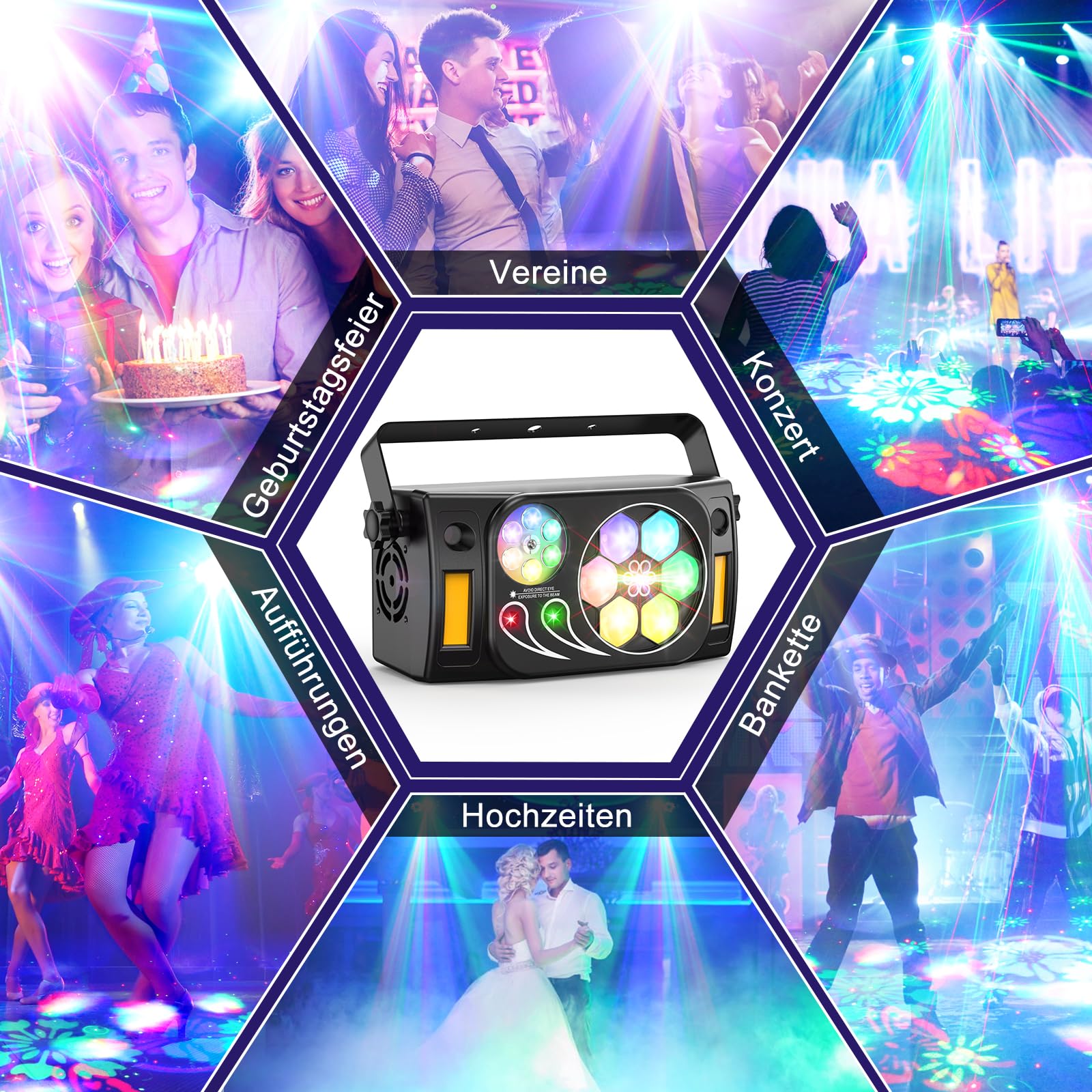 Lot de 2 boules disco LED RGBW 60 W 6 en 1 avec télécommande DMX512 mode automatique pour fête, club, bar, maison, Noël, Halloween, anniversaire