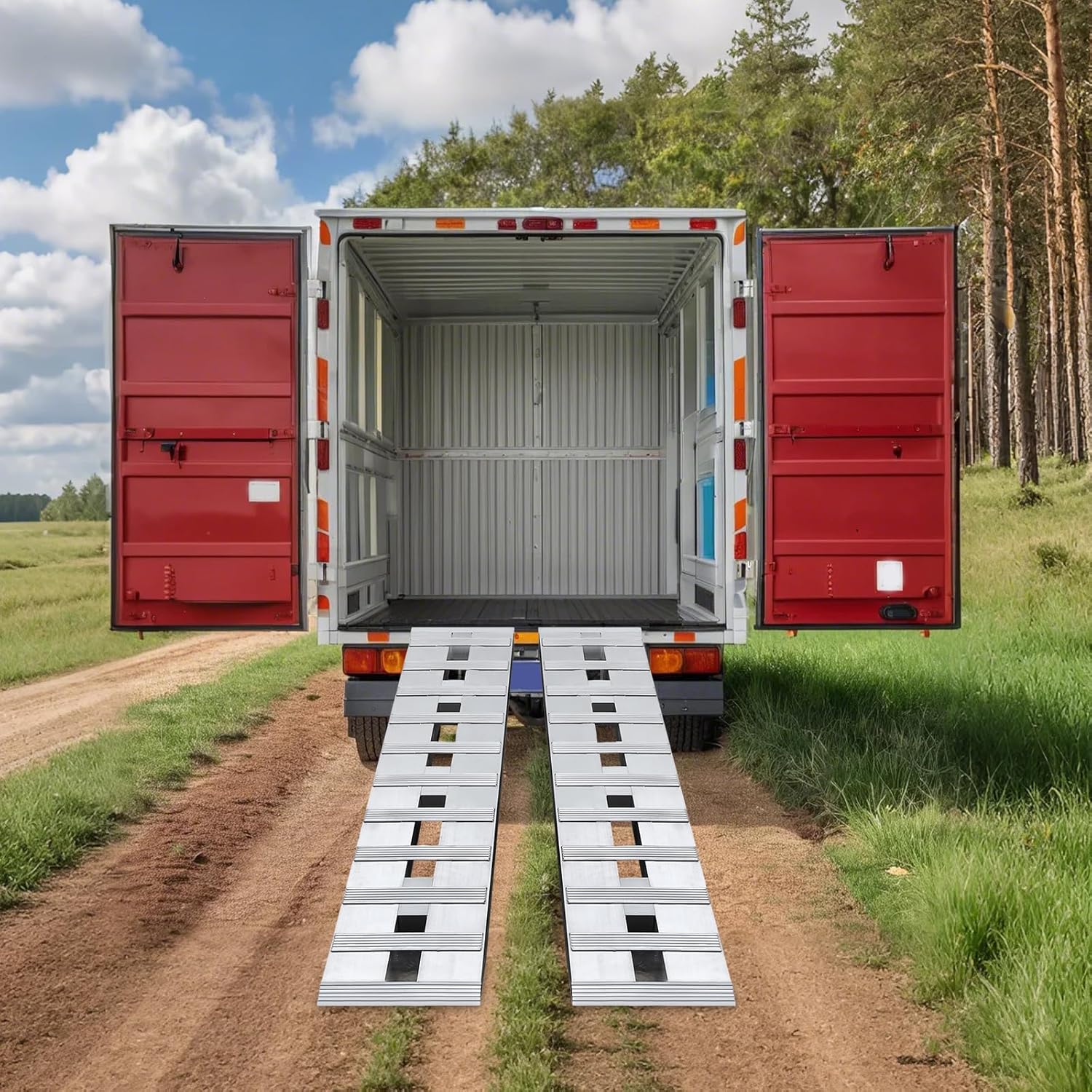 2PCS Aluminum Trailer Ramps, 60" x 12" Loading Ramps with 6000 lbs Capacity, Heavy Duty Truck Car ATV Motorcycle Trailer Ramps, Silver