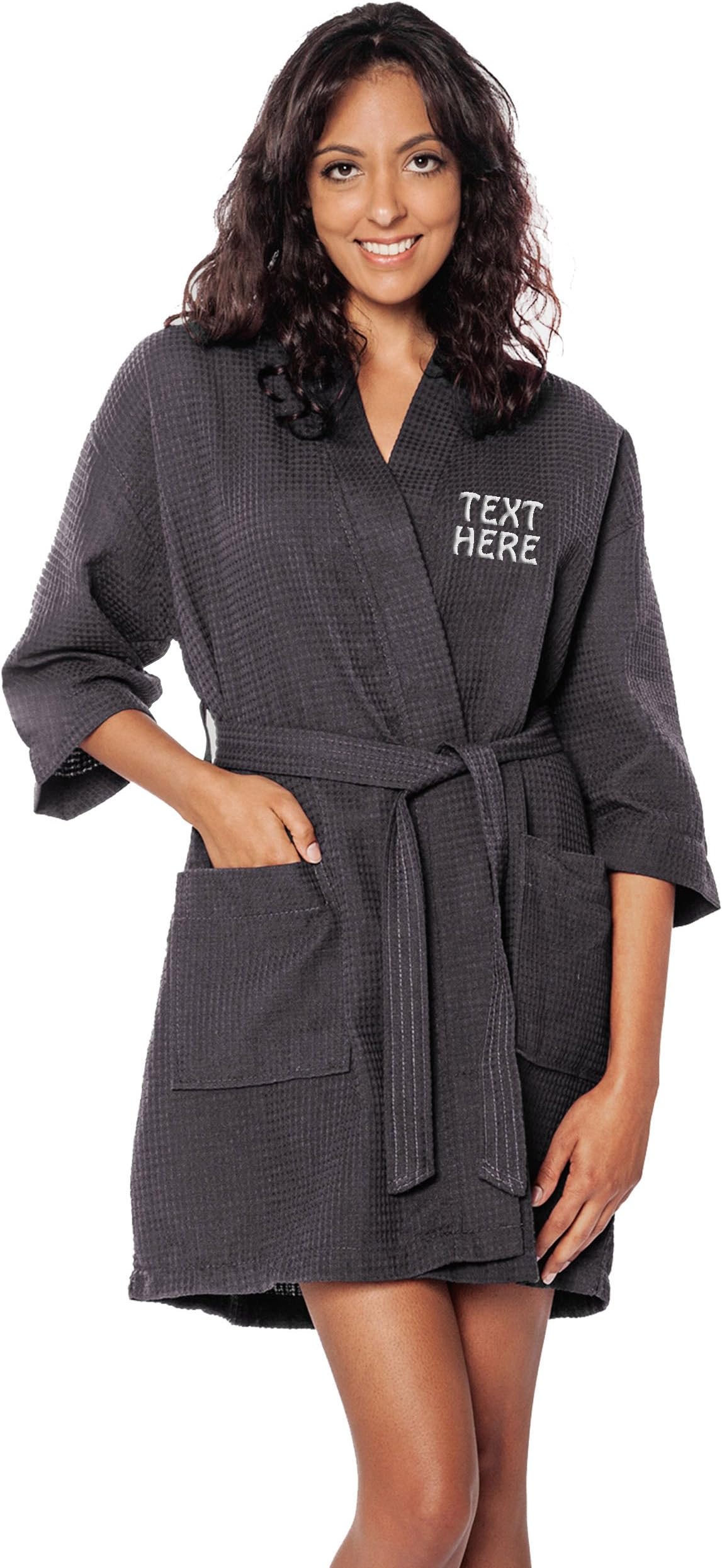 Personalized Embroidered Robes – Custom Waffle Kimono Robe – Monogrammed Bathrobes