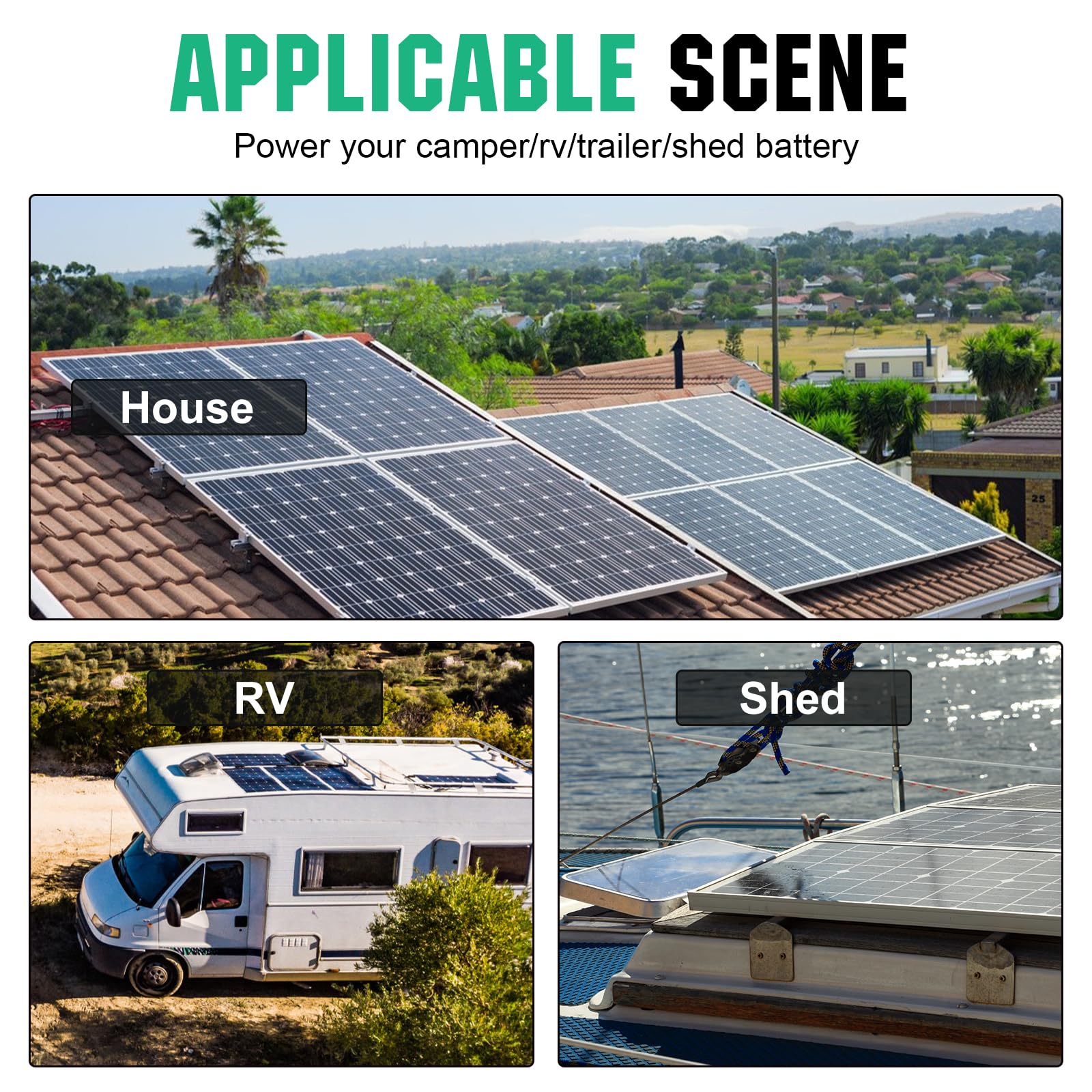 ECO-WORTHY 2KWH - Impianto solare completo 480 W 12 Volt per RV Off Grid con batteria e inverter: pannello solare da 480 W + regolatore di carica MPPT da 40 A + inverter da 1100 W