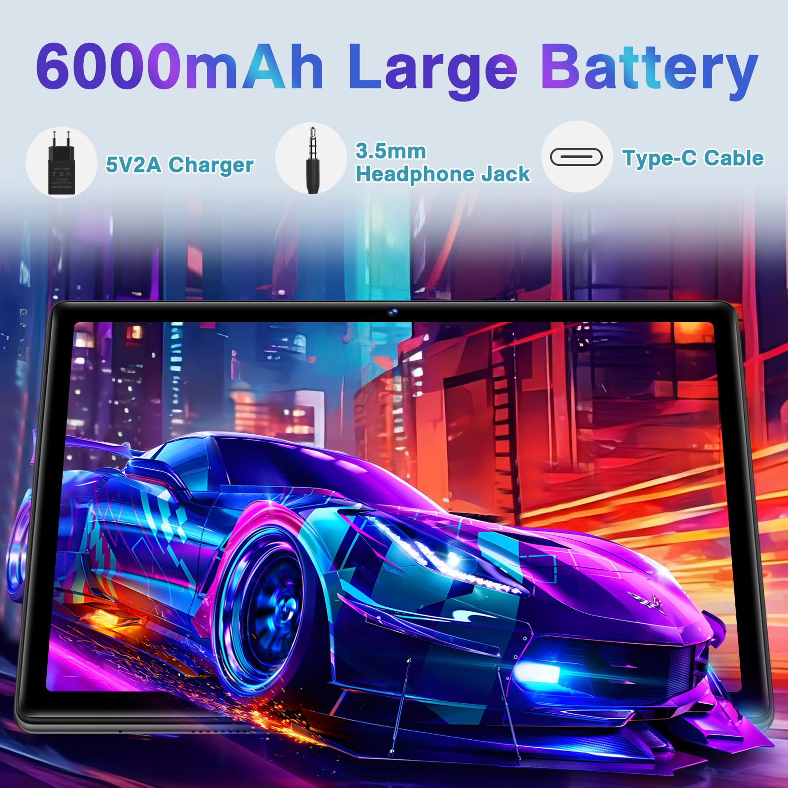 2026 Tablette 10 Pouces Android , 20 Go RAM + 128 Go ROM (TF 2 To), Octa Core/5G+2,4G Wi-Fi 6/Bluetooth 5.0/6000 mAh/Widget/8 MP + 5 MP/Widevine L1/GMS ,Tablette 2 en 1 avec Clavier et Souris - Noir