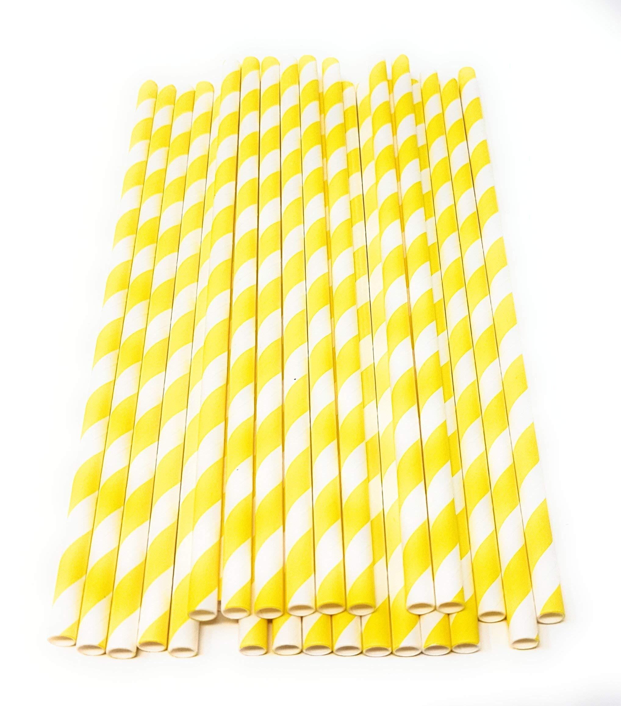 Picture Perfect Party Yellow Stripes Premium Paper Straws [Pack Of 25 Drinking Straws] By (Yellow Stripes)