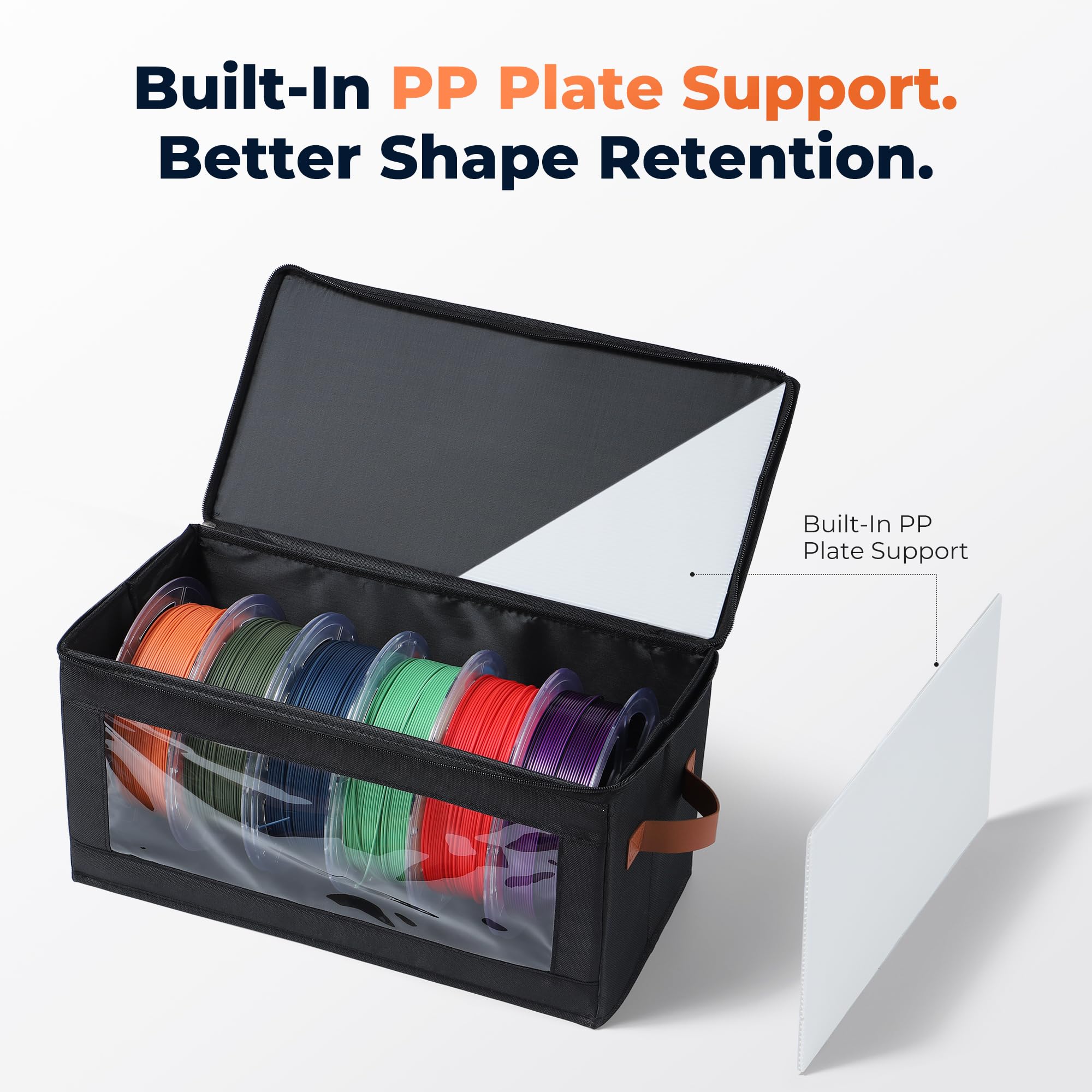 YOOPAI Filament-Aufbewahrungsbox, 6er-Pack Stapelbarer Aufbewahrungsboxen für 36 Rollen 3D-Drucker-Filaments, Faltbar aus Oxford-Gewebe mit transparentem Sichtfenster, PP-Stützplatten und Tragegriffen