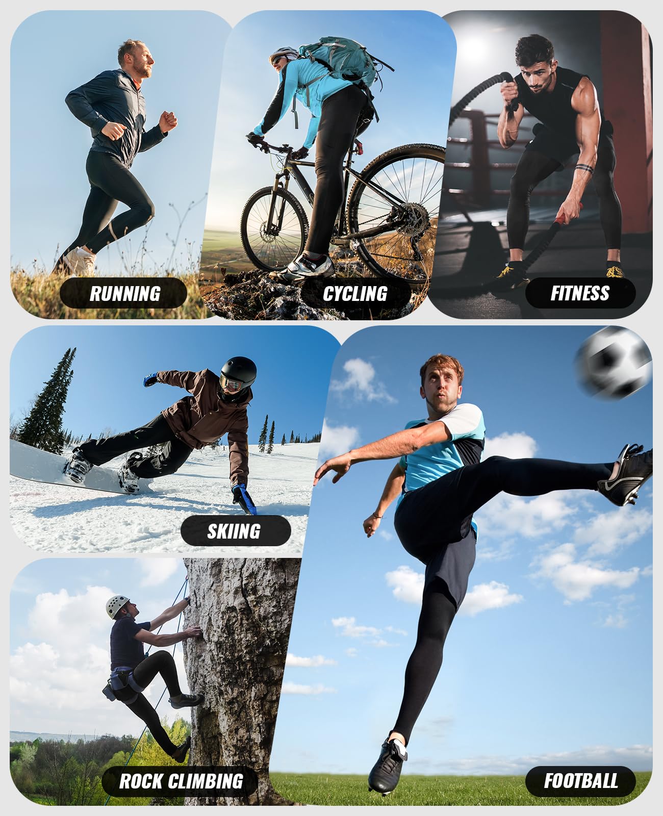 Niksa Lot de 1/3 pantalons de compression pour homme, leggings de sport athlétiques pour la course à pied, le yoga, l'entraînement, le sport
