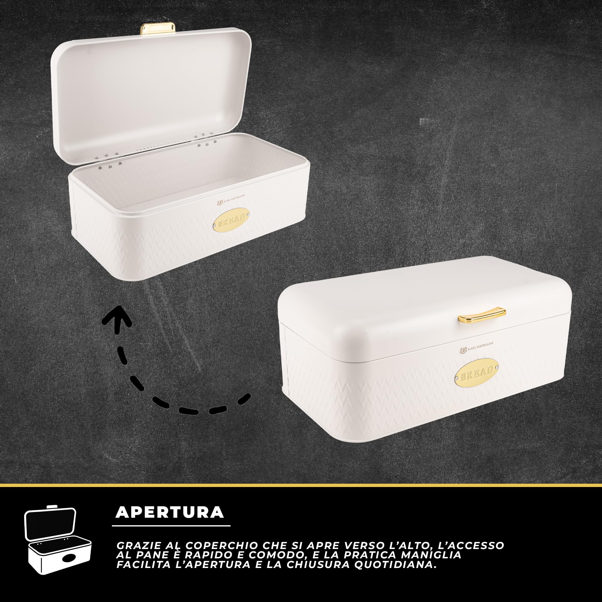 Portapane In Metallo Moderno Con Coperchio – Rosso, 30.5x18x16 Cm, Antimpronta, Grande Capacità