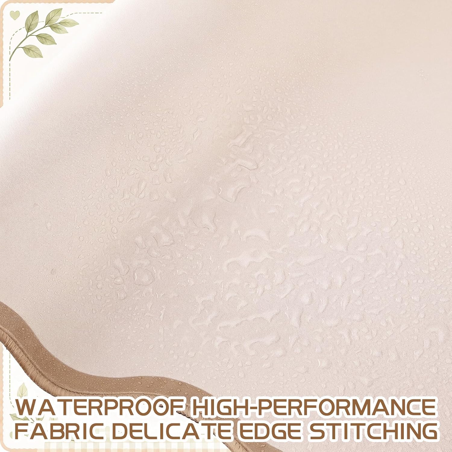 Sabary Scalloped Desk Mat Keyboard Mouse Pad Set Beige 31.5 x 15.7 Inch image 5