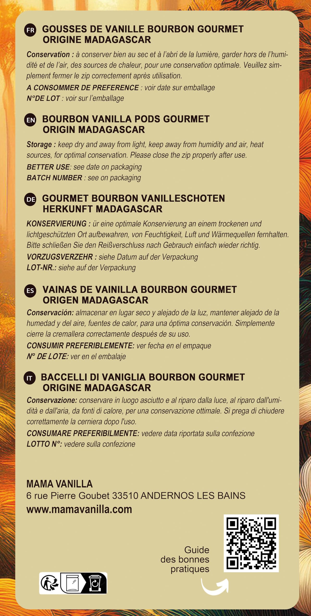 5 vainas de vainilla BOURBON GOURMET de Madagascar - Vainas frescas de larga conservación, bolsa de frescura resellable sin aromas artificiales de la vendimia 2024, tamaño 14/16 cm