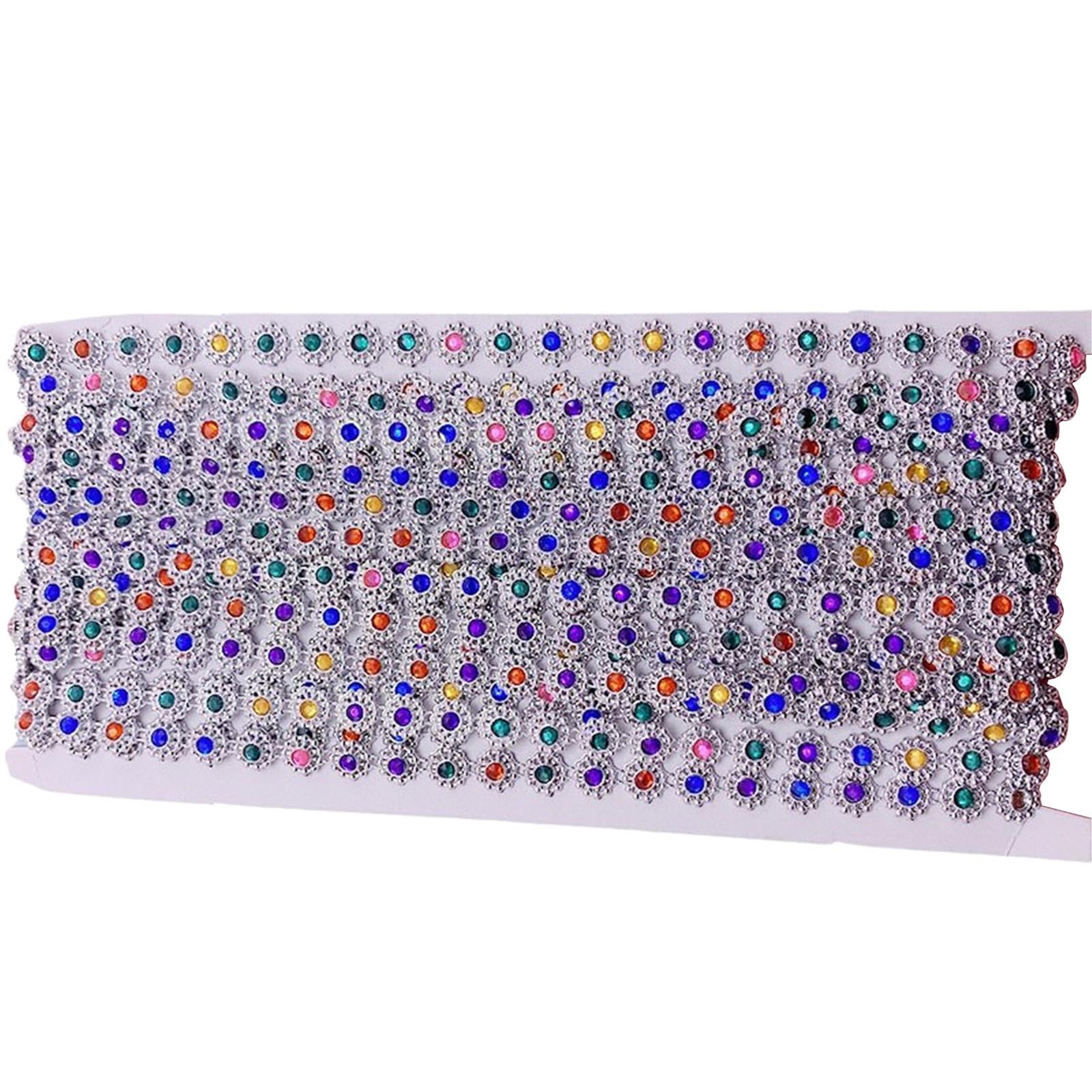 YUZIMEI clothing tape, Fashion Chain Trim with Rhinestones for Clothing Accessories Adjustable Customizable Chain Trim Tape for Ethnic Costume - silver