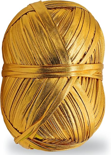 NOTIONSLAND 200g Metallic T-Shirt Yarn, Glossing Yarn, Metallic Knitting Yarn, Shiny T-Shirt Yarn, Metallic Yarn for Crochet Bags, Baskets