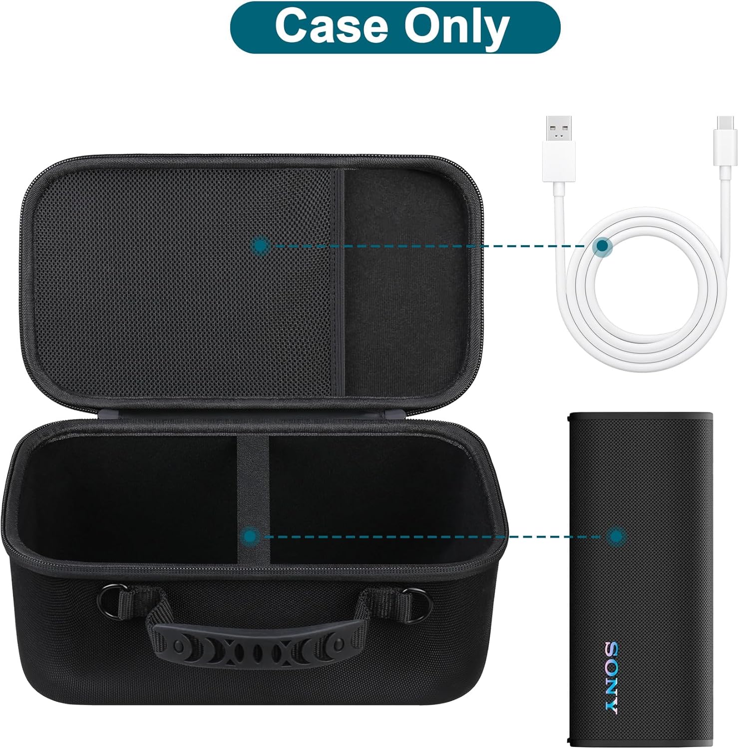 Canboc Carrying Case for Sony ULT Field 3 Wireless Portable Bluetooth Speaker, ULT Field 3 Bag with Shoulder Strap, Mesh Pocket fits USB Cable or Other Accessories, Black - Image 2