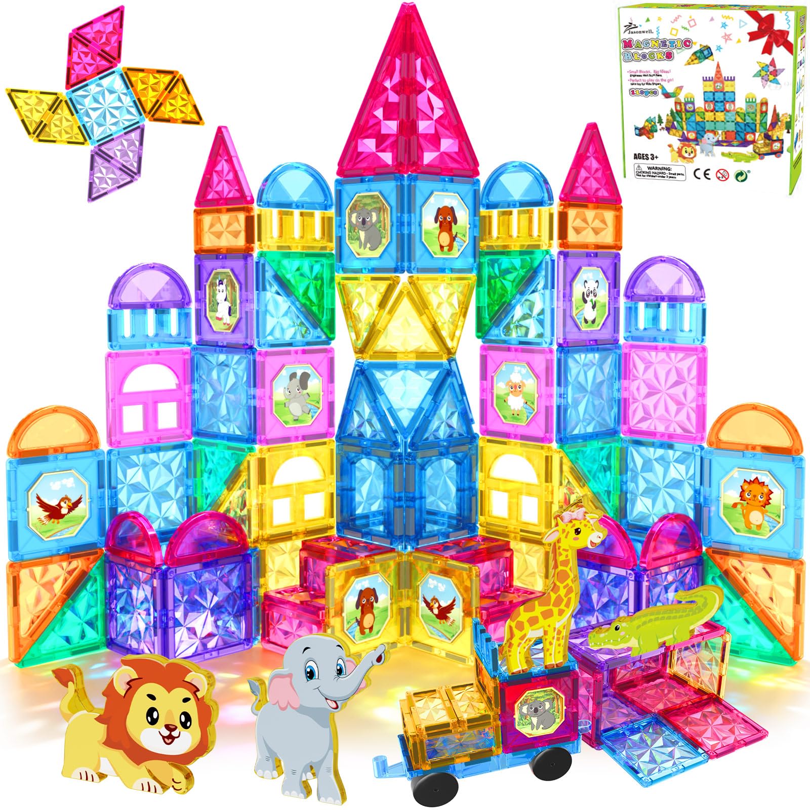 Amazon.com: Jasonwell Magnetic Tiles Kids Magnetic Blocks 110PCS