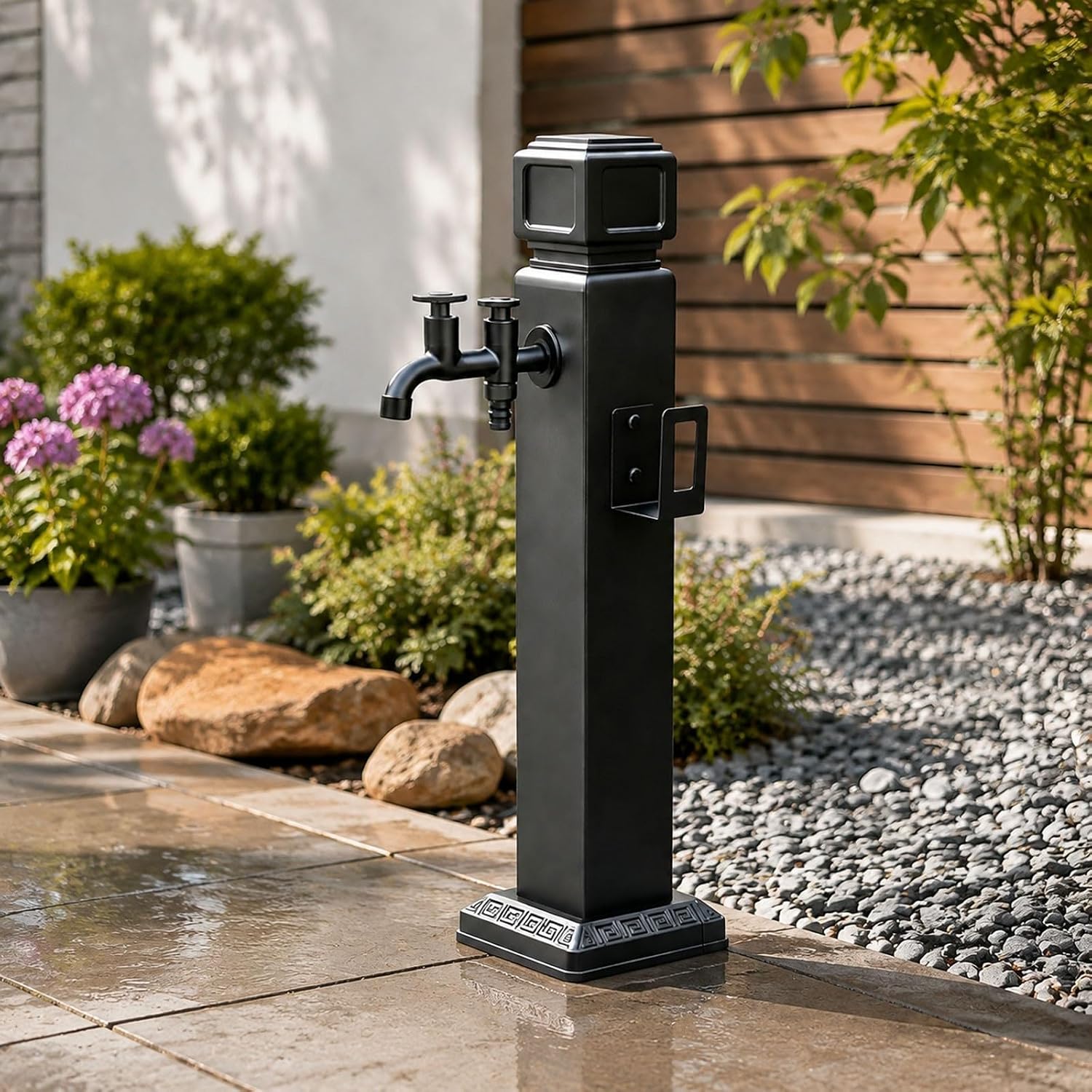 Stainless Steel Garden Water Column Hose Stand with Faucet, Durable Outdoor Watering Solution for Easy Access and Efficient Garden Irrigation