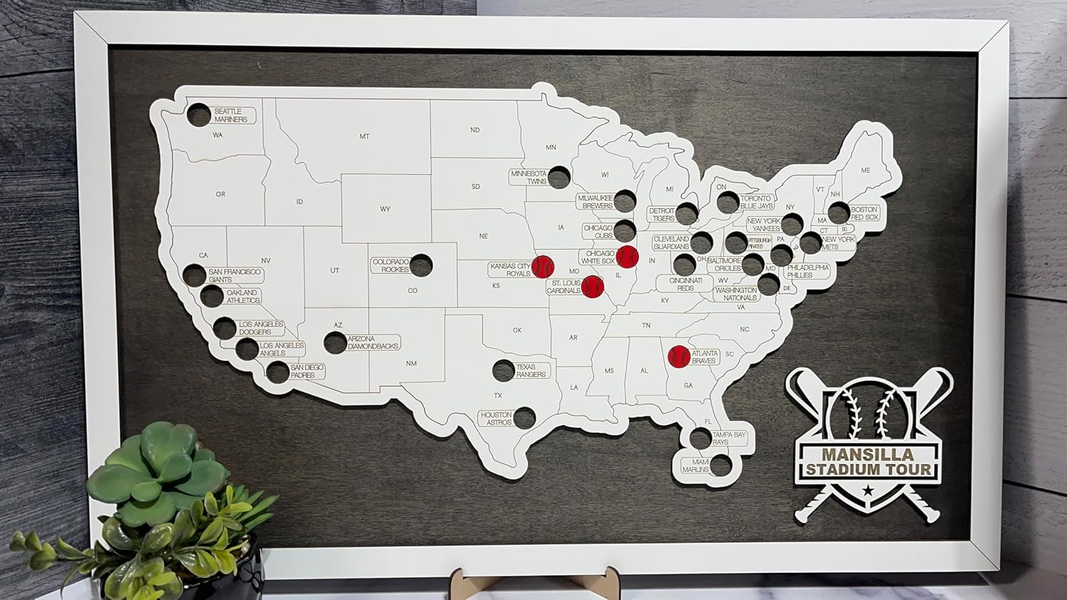 Custom Baseball Stadium Travel Map Tracker – Ballpark Wall Art, Father’s Day Gift for Baseball Fans, Bucket List Map