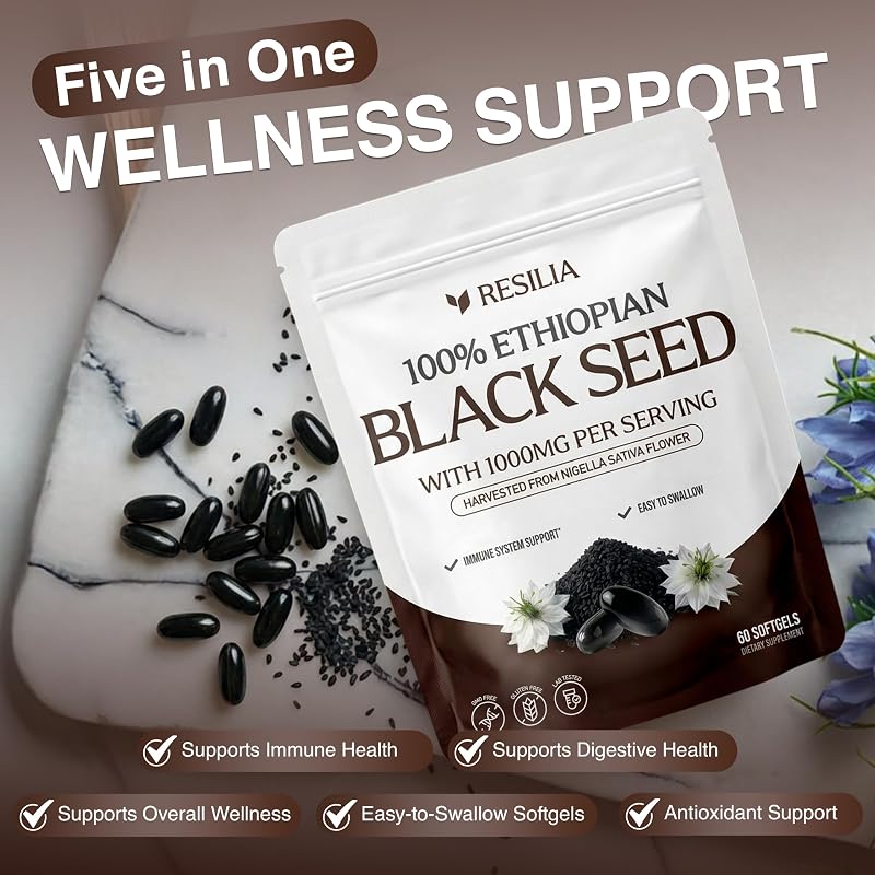 Resilia Ethiopian Black Seed Softgels 1000mg Per Serving image 7