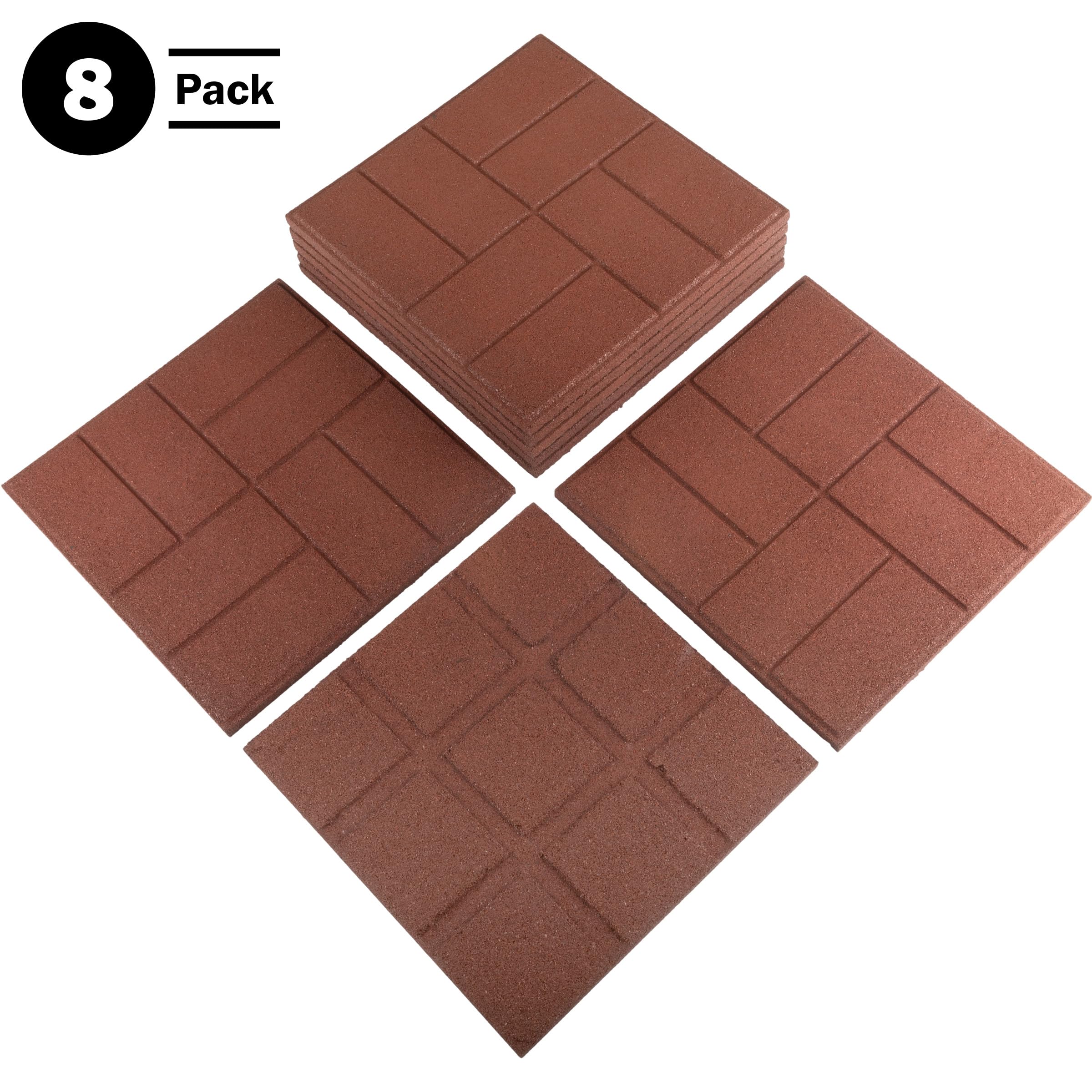 Pure Garden - Piastrelle per pavimenti esterni su entrambi i lati, in gomma, per patio, giardino, balcone o capannone, confezione da 8 pezzi (rosso)