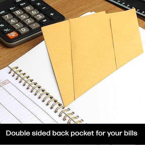 Miniatura 6 de Rastreador de pagos de facturas. Cuaderno A5 planificador de facturas con encuadernación en espiral y bolsillo trasero - Organizador de finanzas y