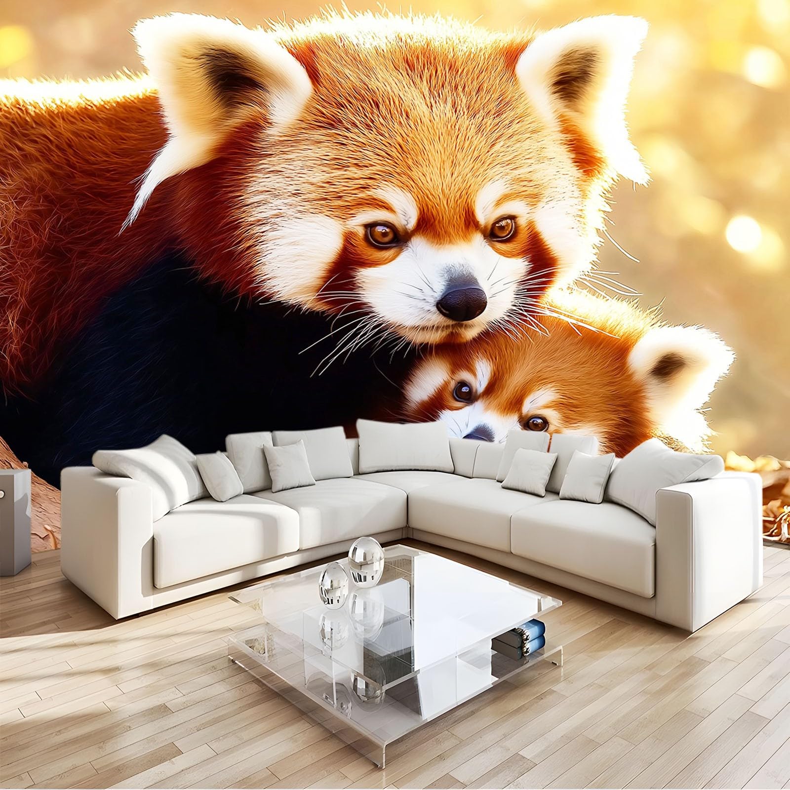 Papier peint enfant panda rouge grand format pour décoration murale chambre
