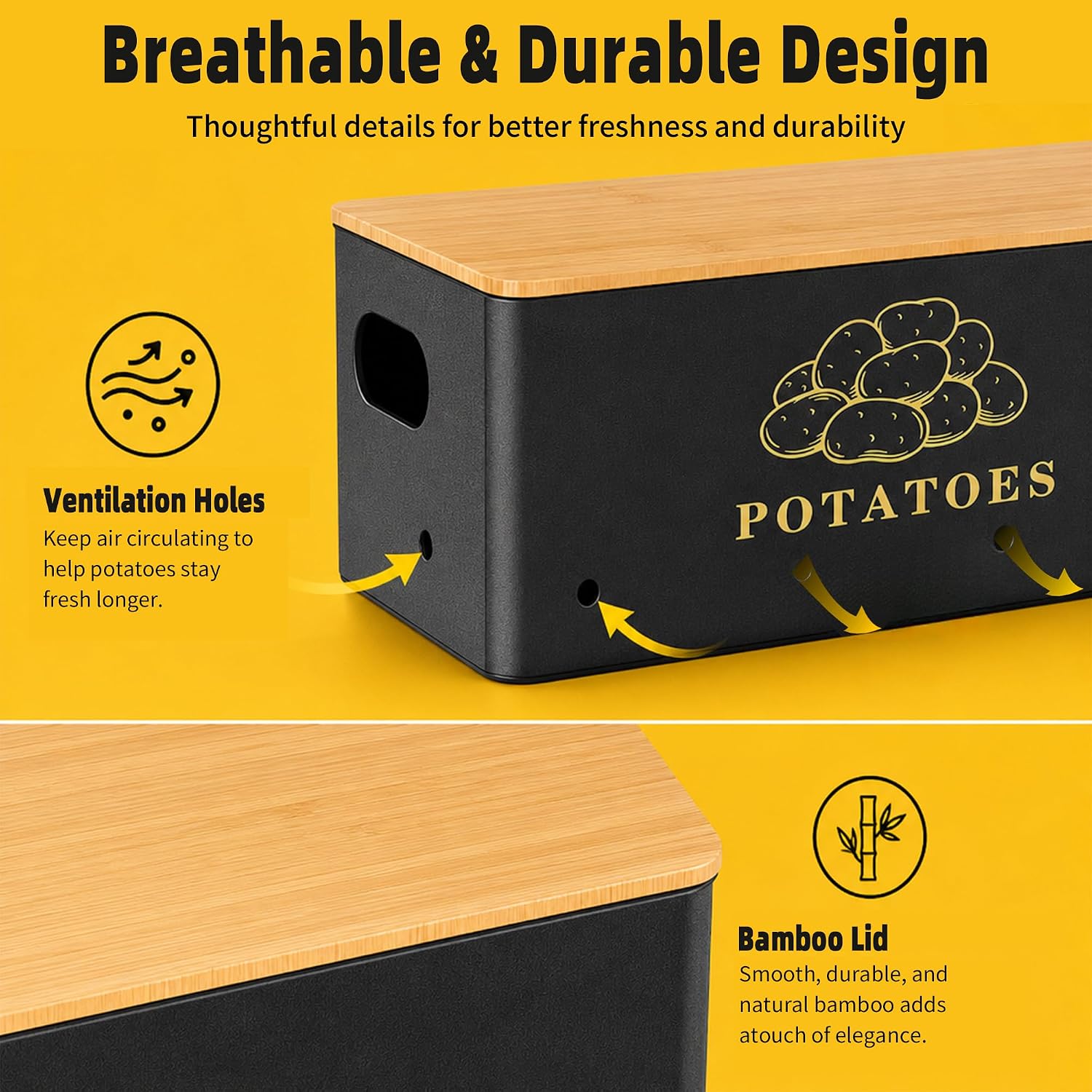Orionstar Potato and Onion Storage Bins, 2X Bulk Capacity, 3 Pack