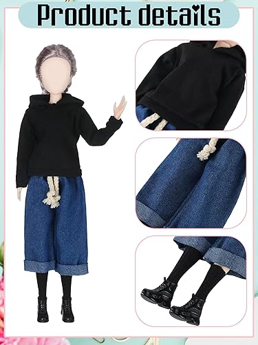 Miniatura 4 de Bencailor 8 piezas de ropa de muñeca de invierno para niñas y niñas, accesorios para muñecas, incluye suéter, muñecas, pantalones, zapatos, sombrero