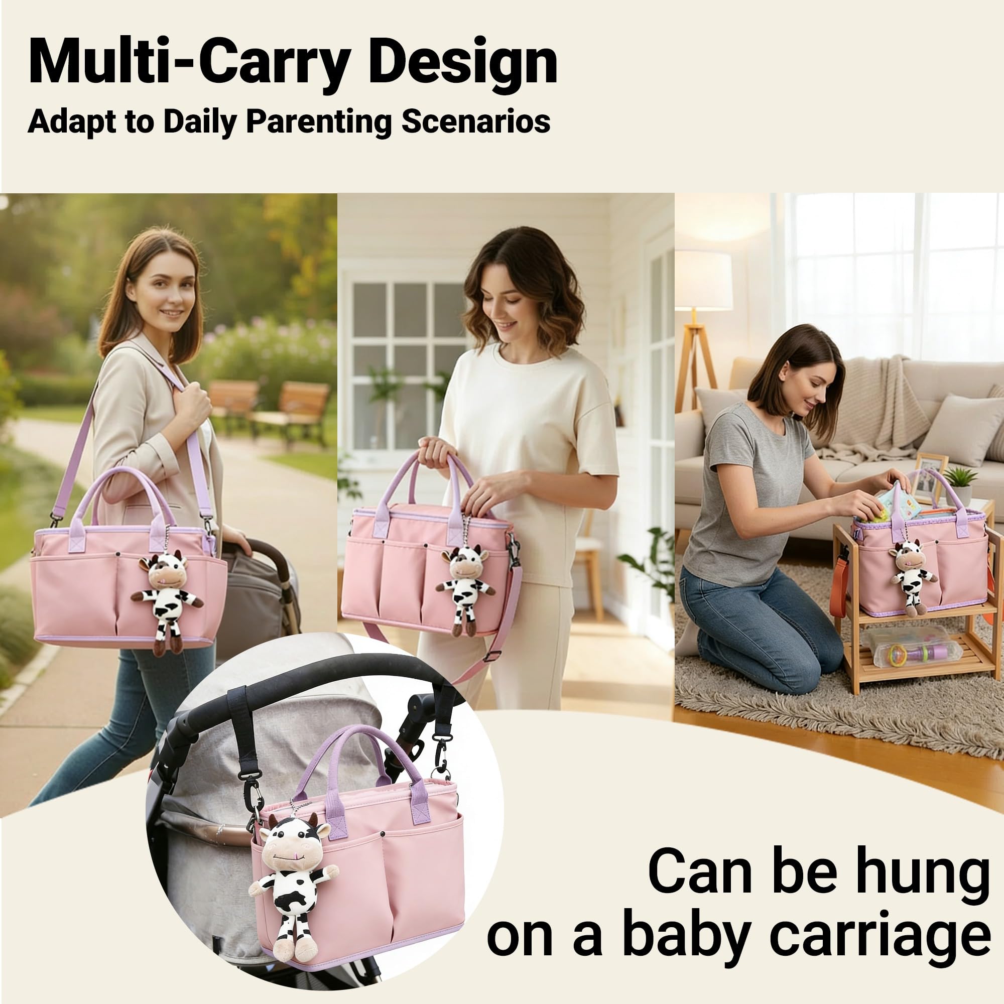Nappy Bag Organiser, Multi-Pocket Storage with Customizable Compartments - Image 3