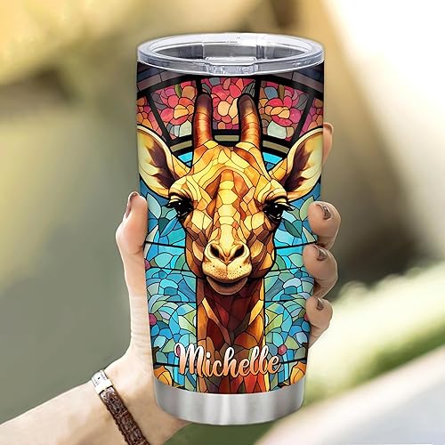 Miniatura 10 de Hyturtle Regalos personalizados para los amantes de las jirafas, cumpleaños o Navidad, vaso de acero inoxidable con nombre personalizado de Just a