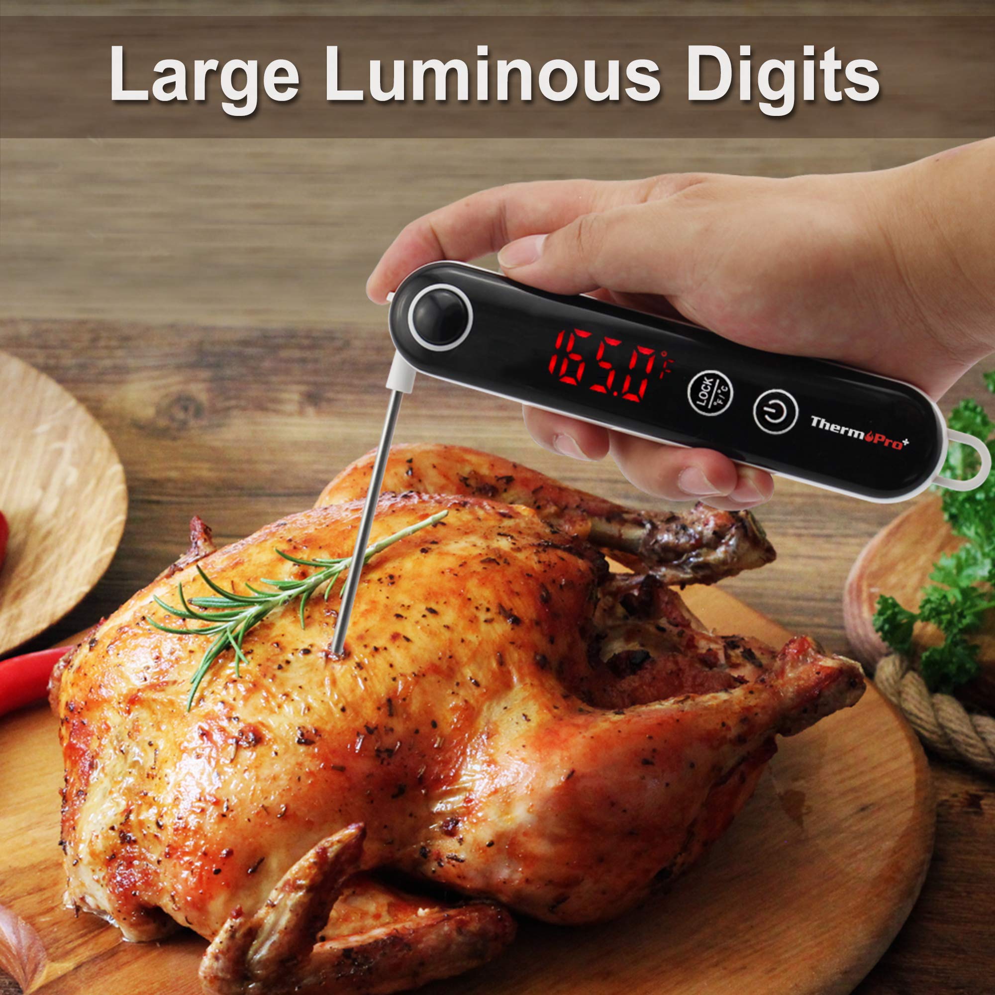 ThermoPro TP18 Termómetro Cocina Digital Ultrarrápido Termómetro de Termopar Profesional con Lectura Instantánea de 3s para Cocinar Alimentos Carne Aceite Barbacoa Comida Leche Agua