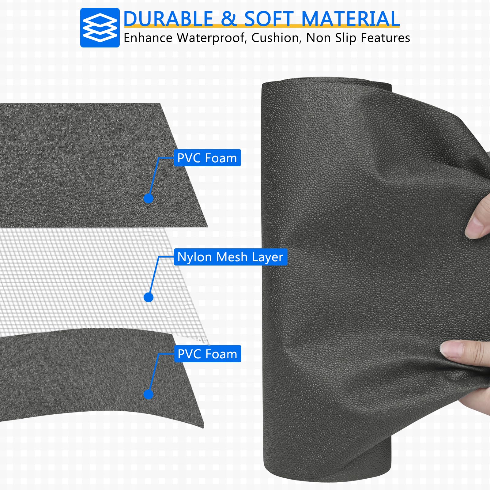 WochiTV Shelf Liner for Cabinets, Drawer Non Adhesive Non Slip Foam Mat for Kitchen, Pantry, Bathroom, Cupboard, Garage, Closet, Shelves, Drawer, Tool Box, Gray 11.8 x 59 inches