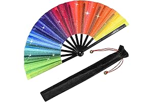 Rainbow Glitter Fan Handheld Folding Fan Festival Clack Fan