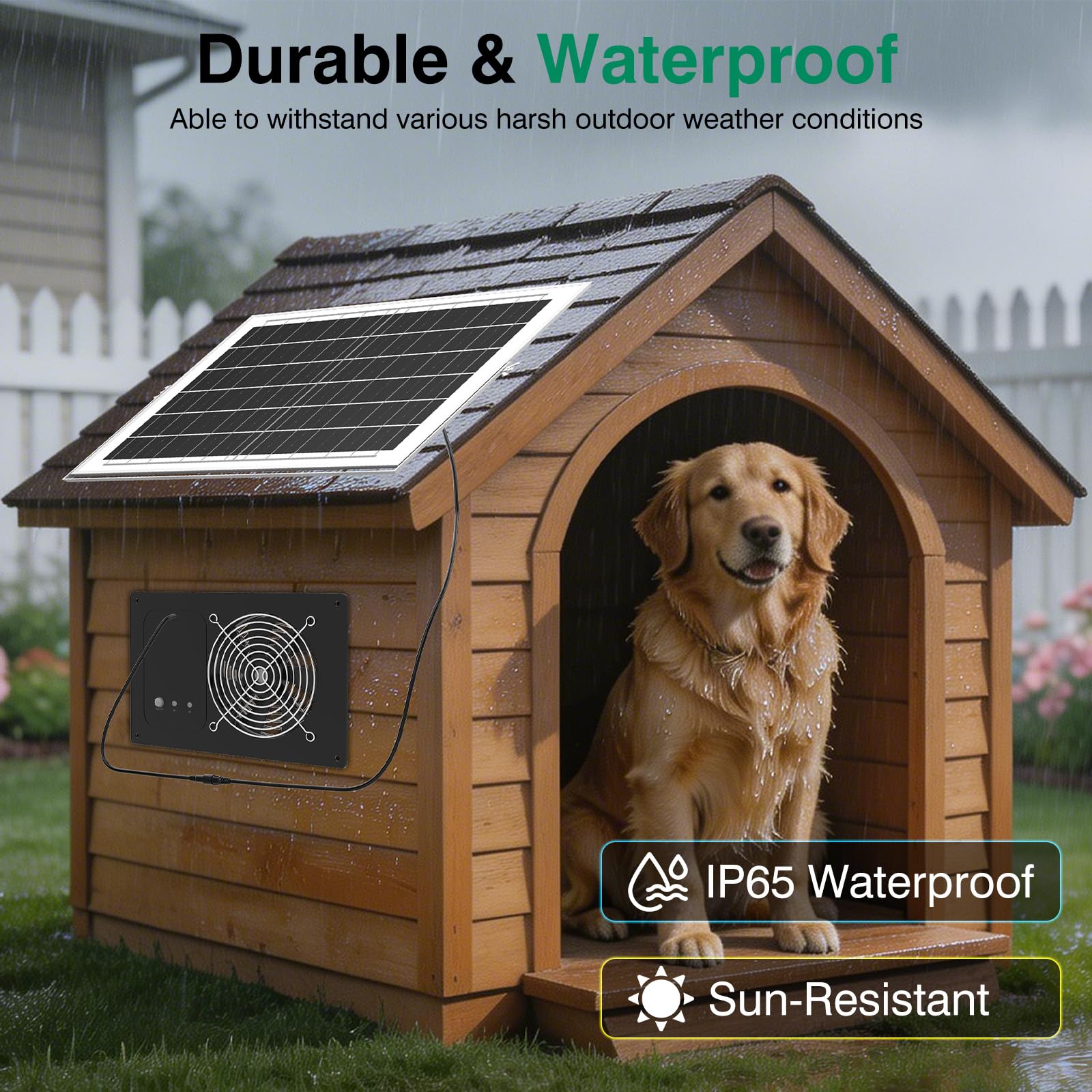 Ventilador solar con batería y temporizador de 15000 mAh, ventilador de escape solar de alta velocidad de 25 W y 3500 rpm, ventilación impermeable de bajo ruido para gallinero, invernadero, cobertizo