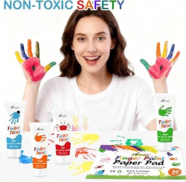 AROIC 8PCS Washable Finger Paint, Non-Toxic Finger Paints | 8 Colors(1.05fl oz), Art Supplies Painting Supplies Gifts, Hand Paint DIY Crafts for Children Age 13+ and Adults
