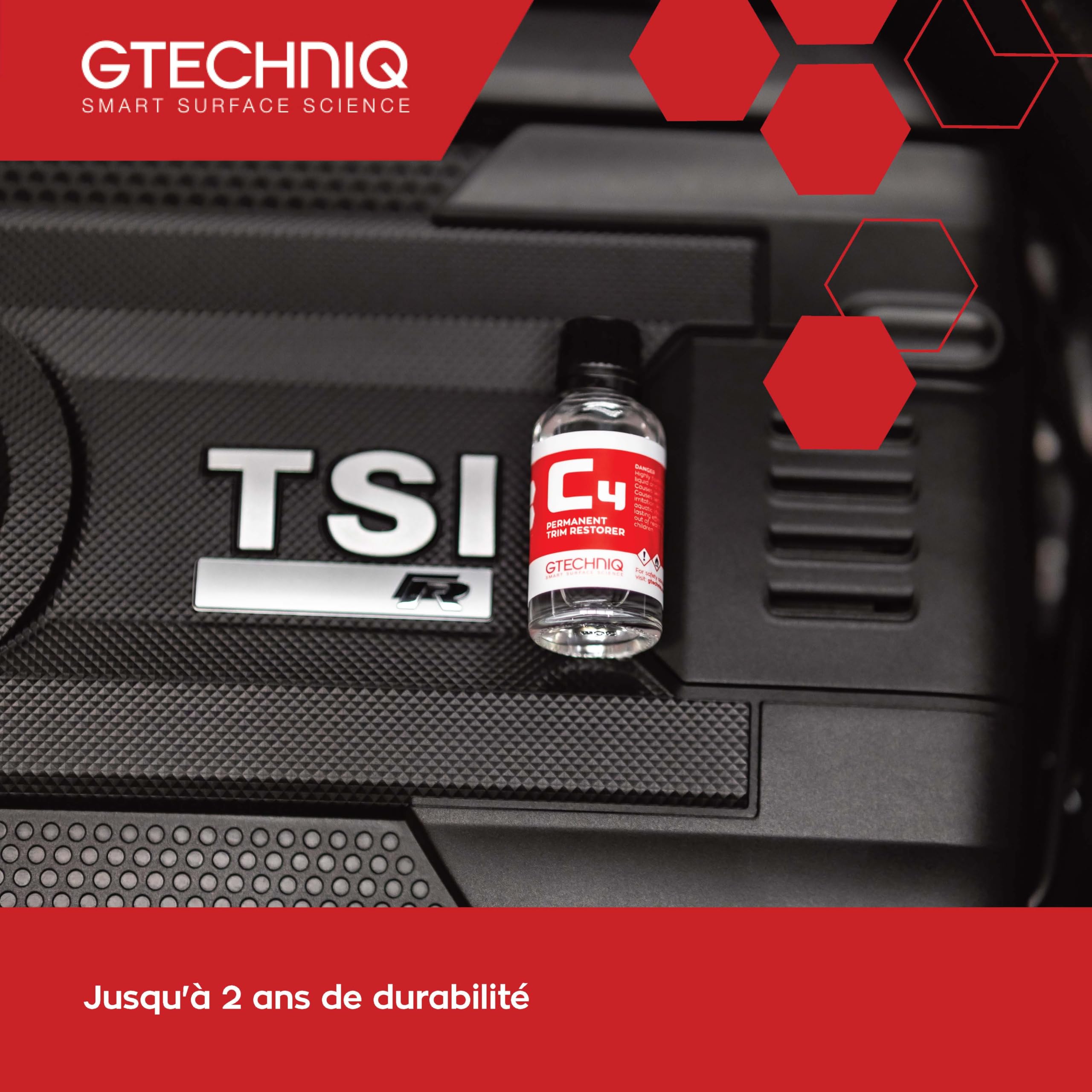 Gtechniq C4 Rénovateur plastiques permanent 30 ml - Ravive les garnitures en plastique ternies, décolorées et blanchies - Protection hautes performances contre les intempéries, résistant aux UV