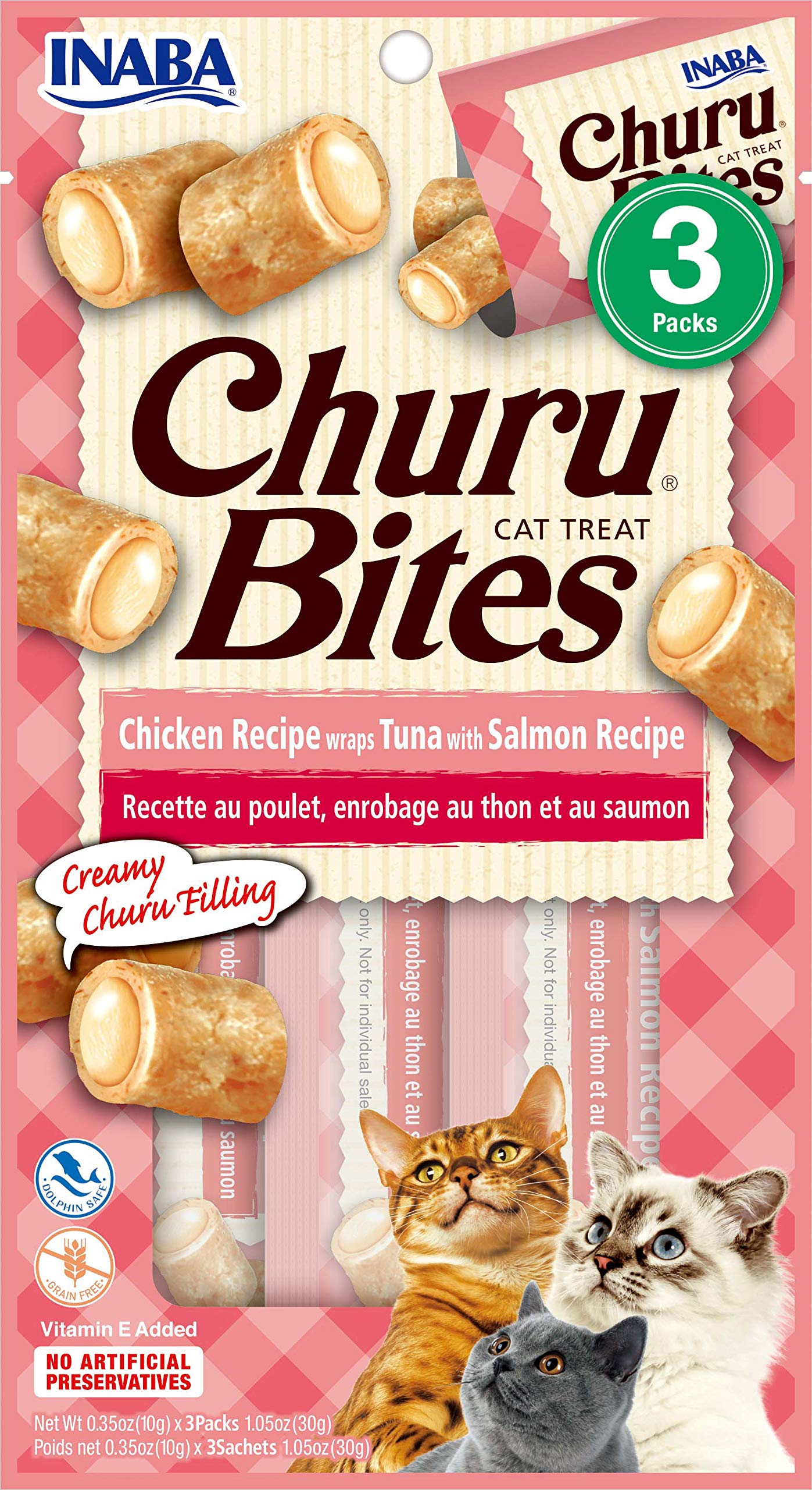 INABA Churu Bites - Soft Baked Chicken Filled with Churu Puree - Natural Cat Treats