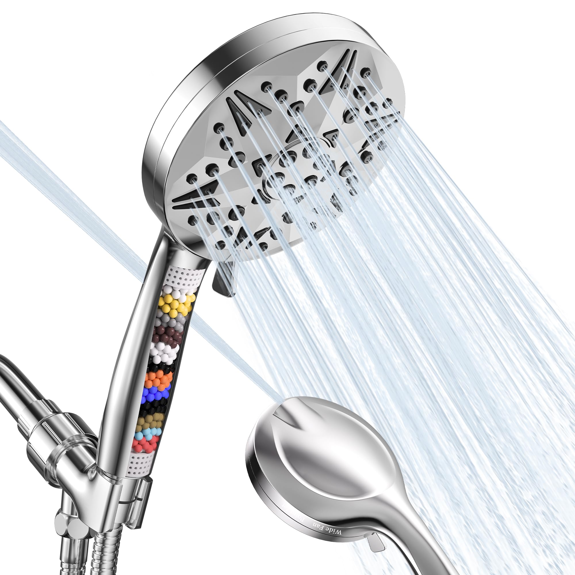 Clarston Filtered Shower Head with Handheld, 10 Modes High Pressure Detachable Showerhead with Filters, Showerheads Filter for Hard Water, Anti-Clog Silicone Nozzles, Removes Chlorine & Heavy Metals