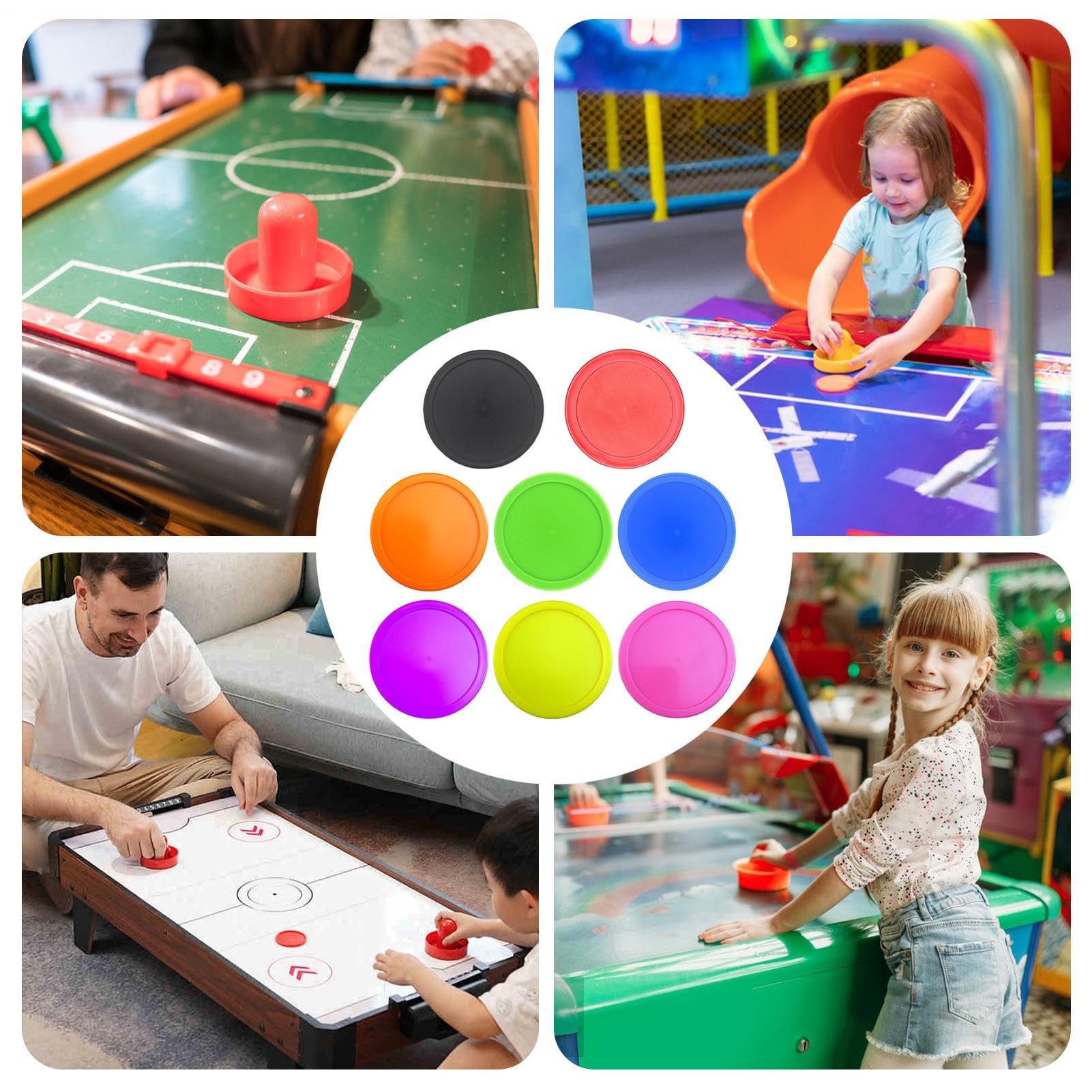 Palets de hockey pneumatique – Lot de 8 petits palets de rechange pour tables de Air Hockey | Matériau ABS robuste avec design coulissant lisse pour jeux d'arcade, table à domicile et jeux récréatifs