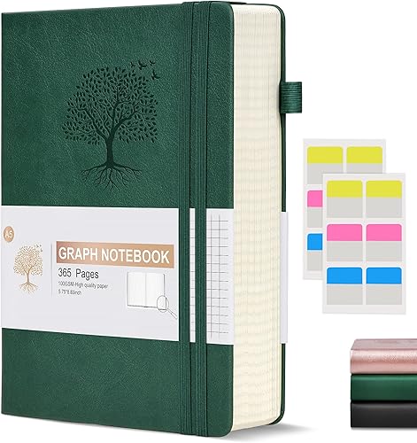 Miniatura 12 de Cuaderno de papel gráfico con espiral, 360 páginas numeradas con cuadrícula, cuadernos encuadernados de papel gráfico grueso de 100 gsm para mujeres