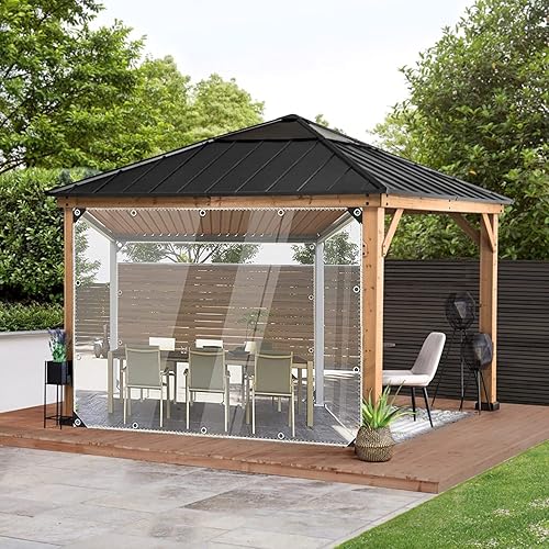 Miniatura 5 de Lonas transparentes de 6 x 16 pies, vinilo de PVC resistente, lona de 14 mil de grosor, lona de vidrio con ojales de metal, protege contra el agua,