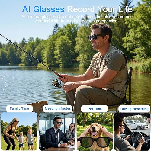 Miniatura 7 de Ai - Lentes inteligentes con cámara, lente electrocrómica, gafas de cámara Bluetooth HD de 8 MP, grabación de video de 1080p, auriculares abiertos