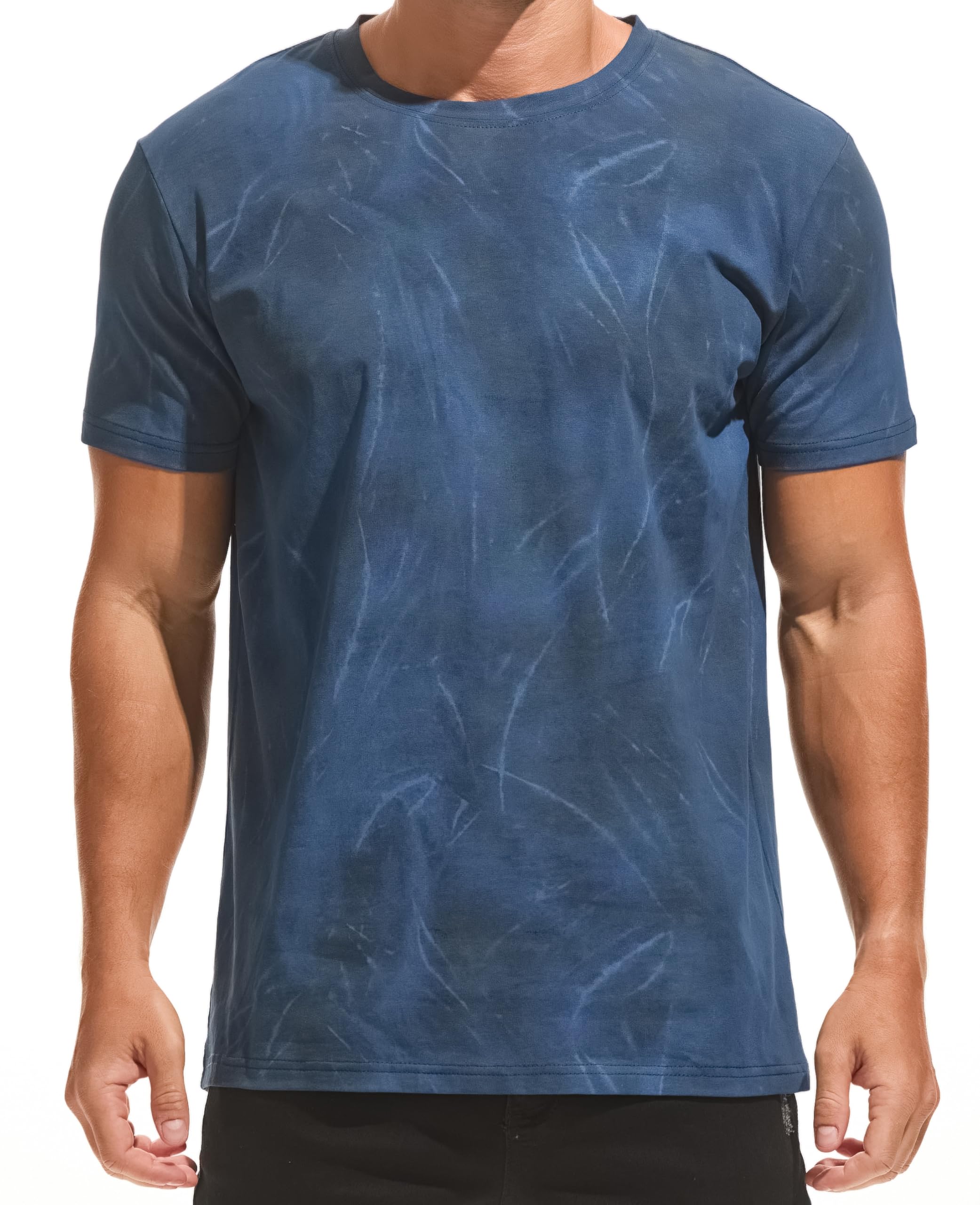 YINGDA Herren T-Shirt gedruckt gefärbt Gitter Graffiti Shirt