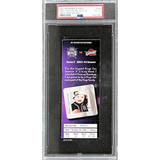 Cavaliers LeBron James 2003 NBA Debut Ticket Stub Ticket Grade EX-MT 6 PSA Slab