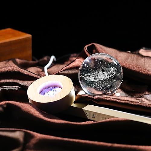 Miniatura 4 de Bola de cristal del sistema solar 3D con base táctil de iluminación colorida LED, modelo de sistema solar, decoración de ciencia astronomía, regalos