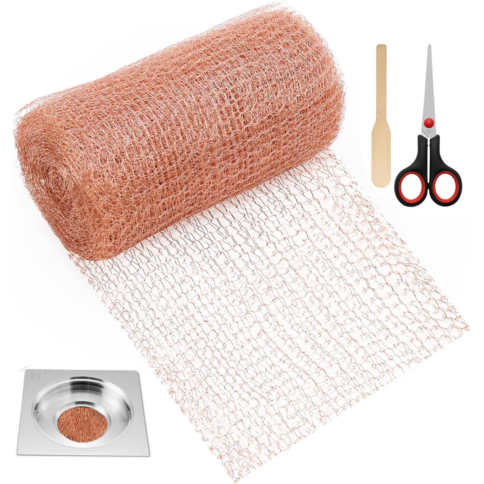 XNSHUNCopper Mesh Copper Tape Against Snails Set, Copper Mesh Cuttable with Packing Tool and Scissors, Plant Protection Net for Home, Garden, Yard, Wildlife Control, Pest Control (10 m)
