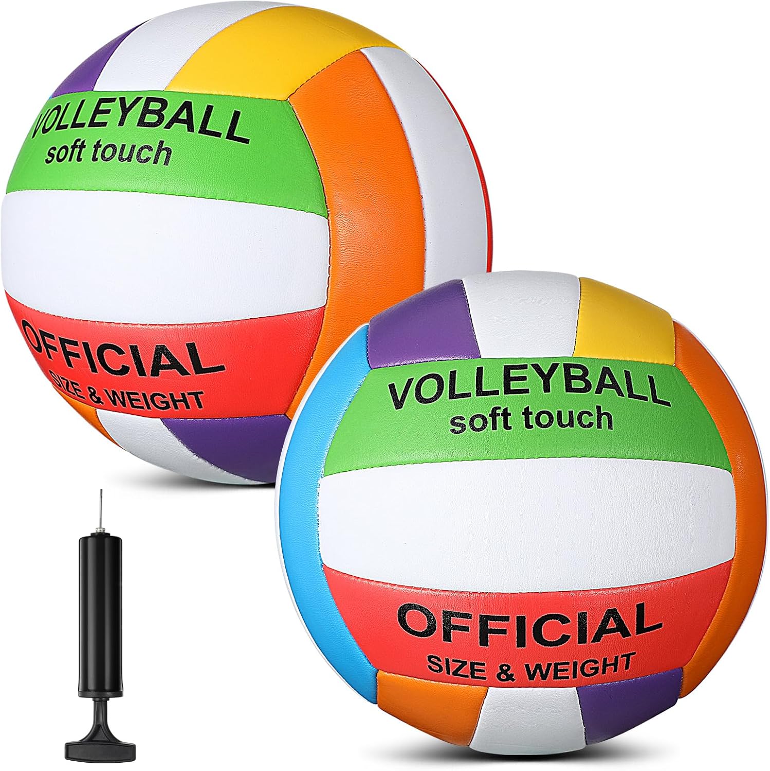 Lenwen 2 Pack Beach Volleyball Official Size 5 for Indoor Outdoor, Waterproof Soft Volleyball with Pump for Adult Beginner Beach Game Gym