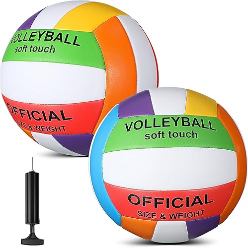 Miniatura 1 de Lenwen Paquete de 2 pelotas de voleibol de tamaño oficial 5 para interiores y exteriores, impermeable, suave, voleibol, playa, arena, voleibol con