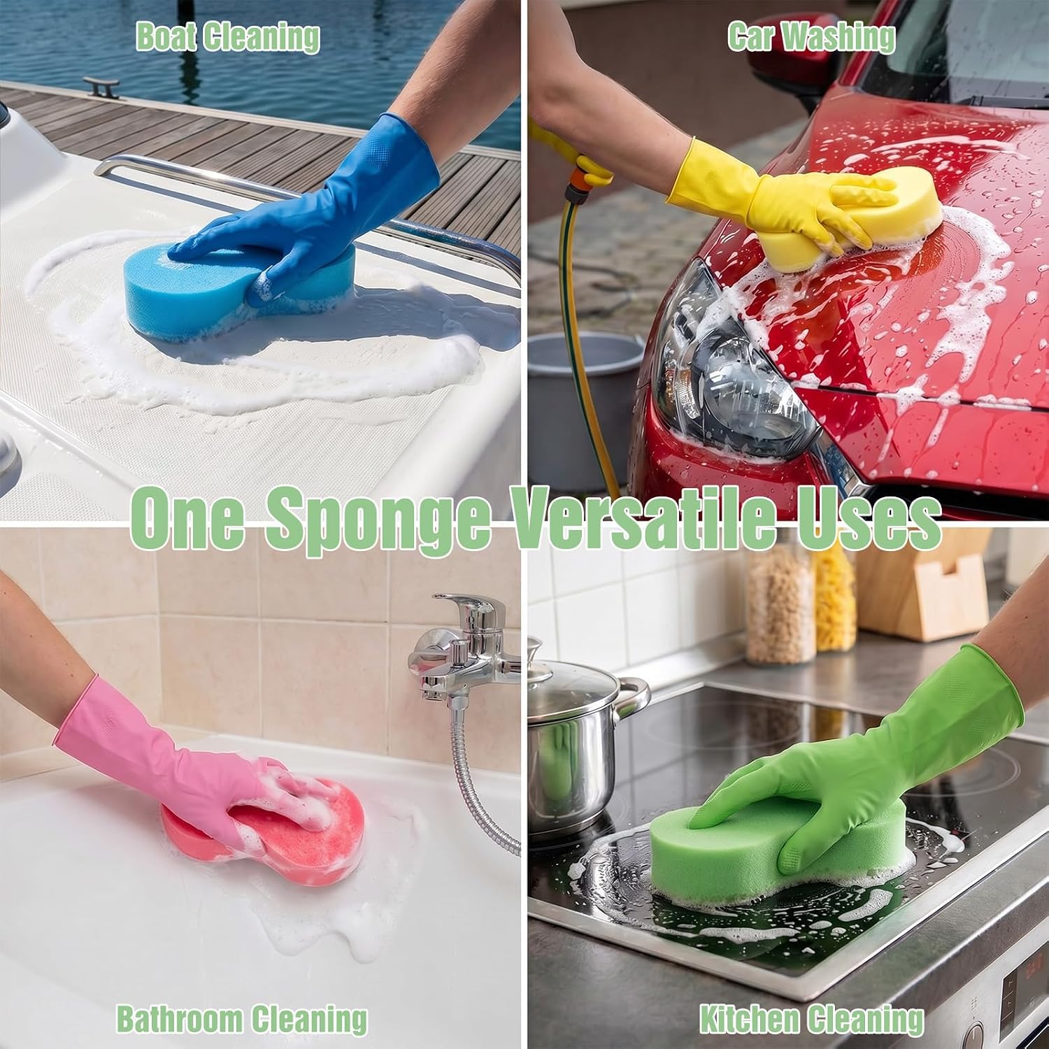 40 Pcs 8.66 x 4.33 x 1.77 Inches Large Sponges for Cleaning Multi Color, Extra Thick Large Car Cleaning Sponges for Car Wash Sponge, Cars Washing, Household Washing, and Water Games