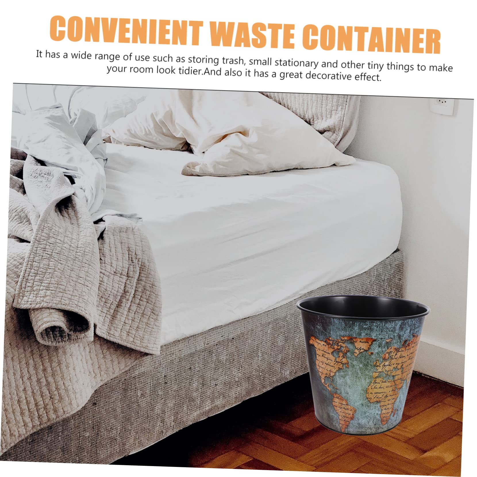 FUNOMOCYA Map Storage Tube Iron Waste Bucket Dustbin Household No Lid Table Trash Can