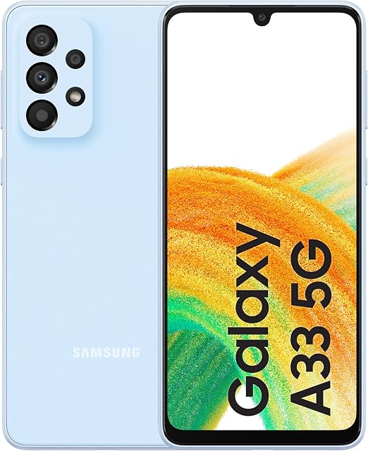 Samsung Galaxy A33 5G Android Smartphone, Infinity-U FHD+ Super AMOLED 6.4 Inch¹, 6GB RAM and 128GB Internal Memory, Expandable², 5000mAh Battery, Awesome Blue [Italian Version]